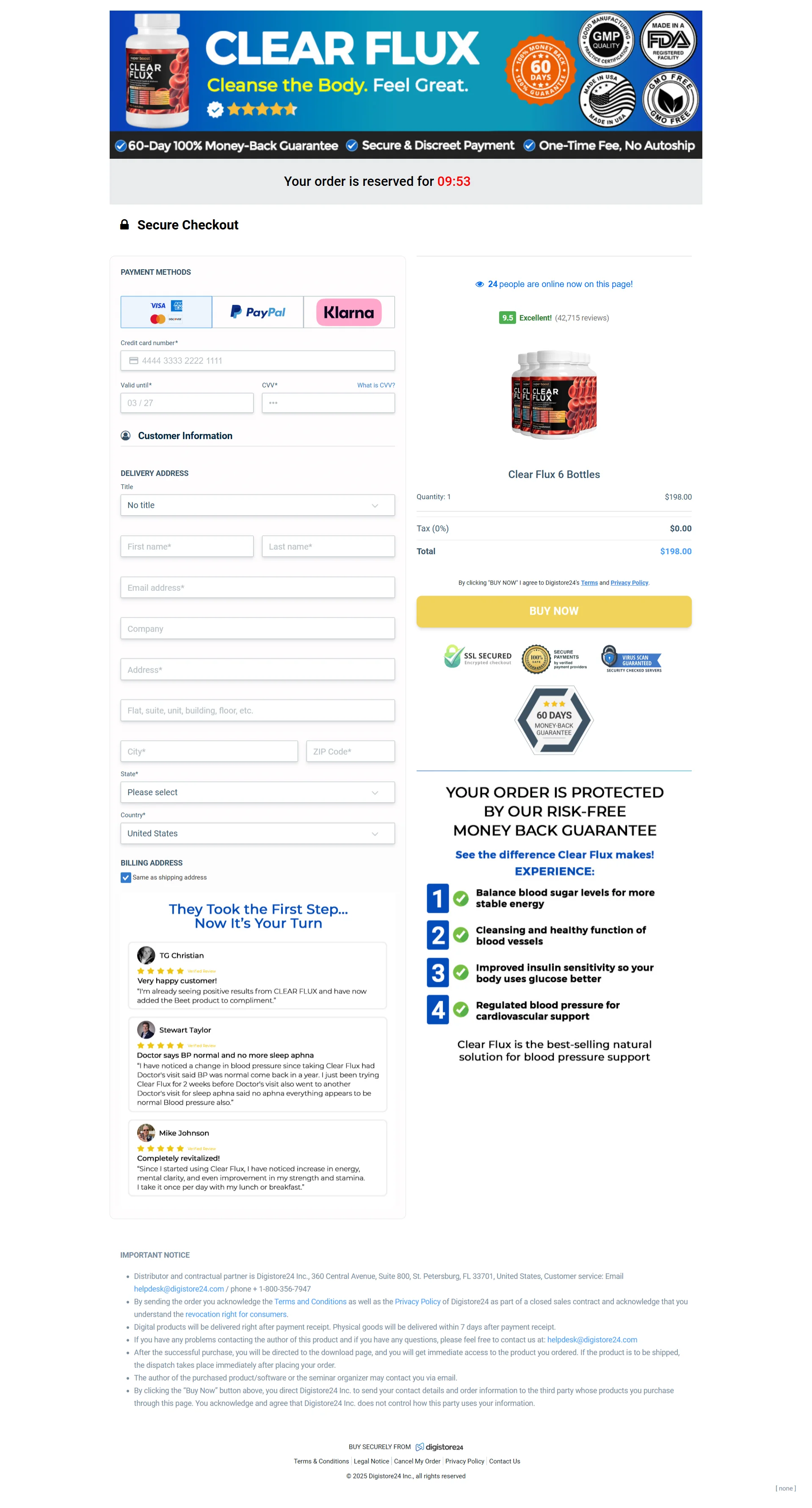 Clear Flux order form